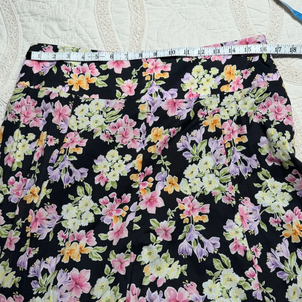 Jones New York Sport Floral Skirt Black Pink Cottagecore Career A-Line Womens 10